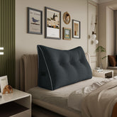Large Wedge Headboard Backrest Reading Pillow — Deep Grey